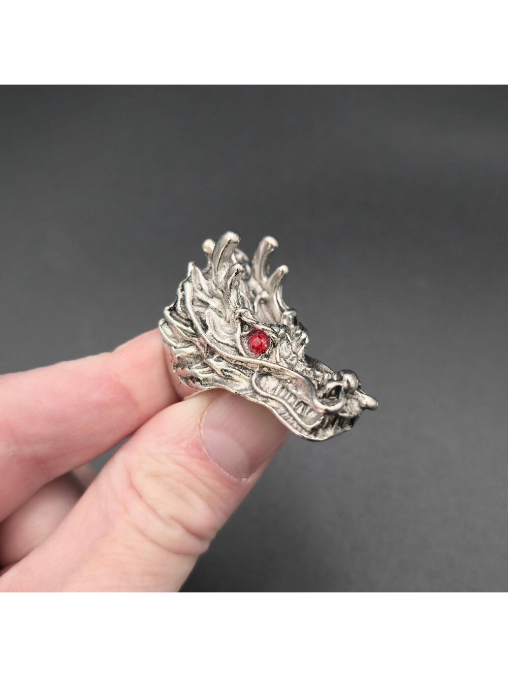 Size 6 Gothic Red Eye Dragon Head Band Ring A7723
